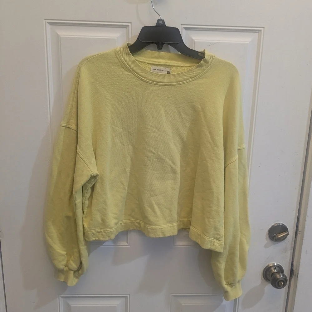Back Beat Co Lemon Yellow Puff Sleeve Sweatshirt - Picture 2 of 4